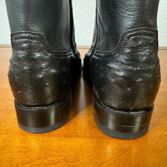 JRC & Sons Men's Miguel Full Quill Exotic Ostrich Roper Boot Black Size 9 D EUC - Picture 6 of 10